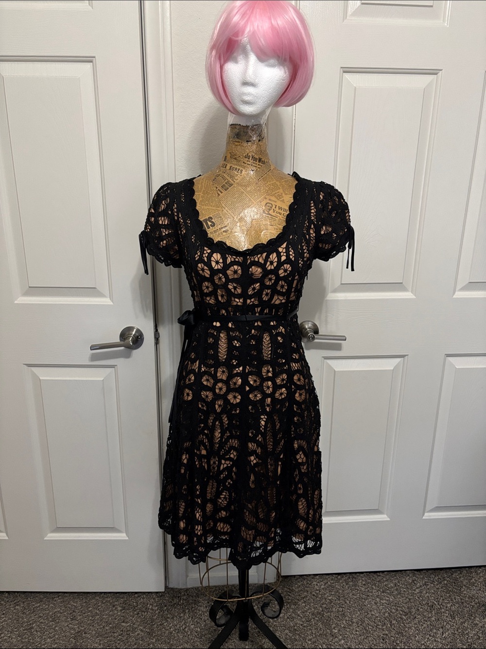 Betsey Johnson New York little black dress minor imperfections cotton silk vtg 6